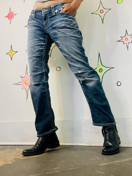 Y2K Denim Jeans – Embellished Low-Rise Flare – Indie Sleaze / Fairy Grunge – 26