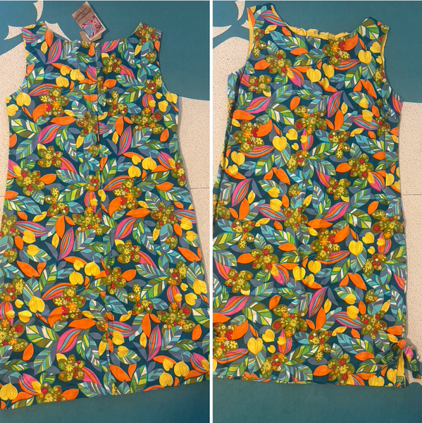 Vintage 60s 70s Rainbow Psychedelic Cotton Mini Dress MOD Hawaiian GoGo - M