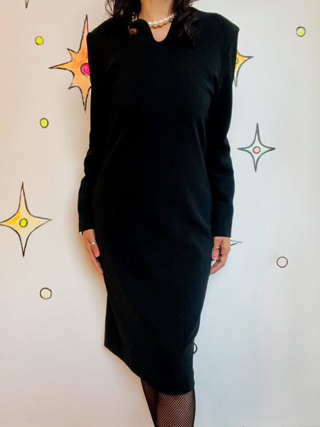 Vintage 80s 90s Gothic Wearable Art Black Witchy Avant Garde Statement Dress – M