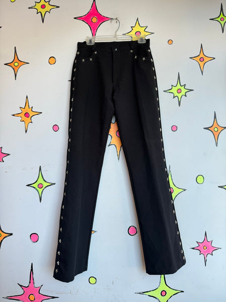 Vintage Mariachi Pants Black Star Studded Suit Trousers Elvis Glam Costume 33x34