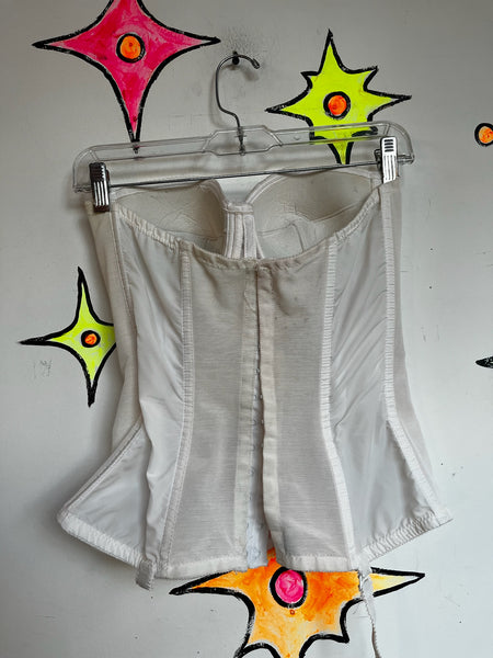 Vintage Off-White Lace Bustier - Union Label Victorian Revival Lingerie - 38B
