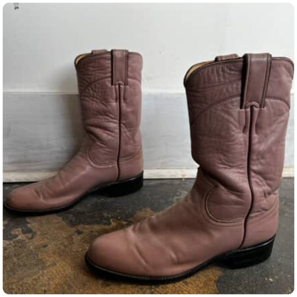 Vintage Justin Boots | Pink Leather Boots Western Cowboy Cowgirl | 6.5 B