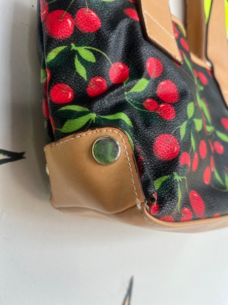 Vintage Kawaii 90s Y2K Black Cherries Mini Purse Duck Head Vinyl Shoulder Bag