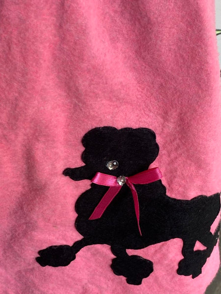 50s Style Pink & Black Poodle Skirt | Rockabilly Pinup Retro Costume Skirt S