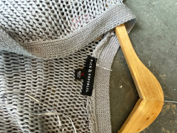 Y2K Gray Crochet Duster Vest | Boho Western Fairy Grunge Long Layering Robe