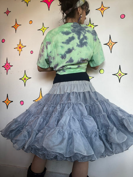 Vintage Square Dance Petticoat 50s Blue Poofy Crinoline Skirt Rockabilly Pinup M