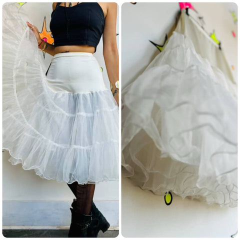 Vintage White Tulle Petticoat Skirt – Balletcore Fairy Grunge Cupcake Tutu – S/M