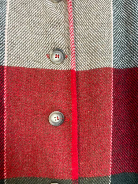 Vintage 80s Red & Green Tartan Plaid Wool Christmas Holiday Preppy Blazer – S