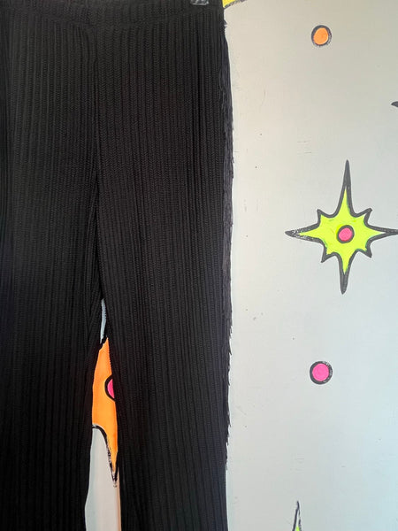 Black Fringe Flare Pants | Western Goth Festival Bell Bottom Leggings XS