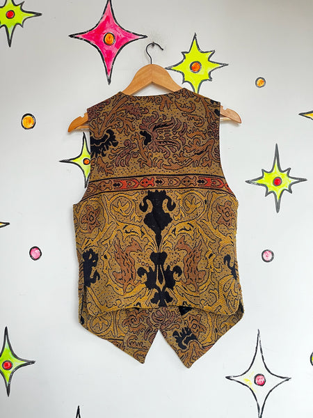 Vintage 90s Brocade Steampunk Fairy Grunge Tapestry Vest - M