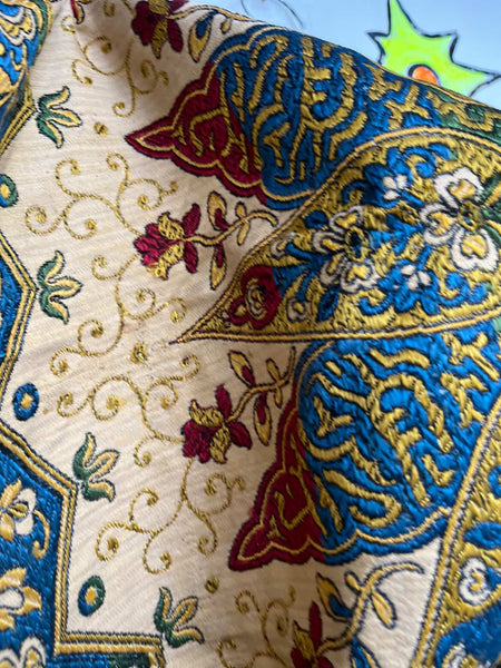 Antique Islamic Silk Tapestry or Shawl - Ornate Woven Textile with Fringe