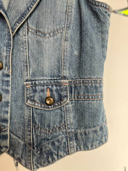 Vintage Y2K Denim Vest | Fairy Grunge Emo Indie Sleaze Layering Top | Size 10