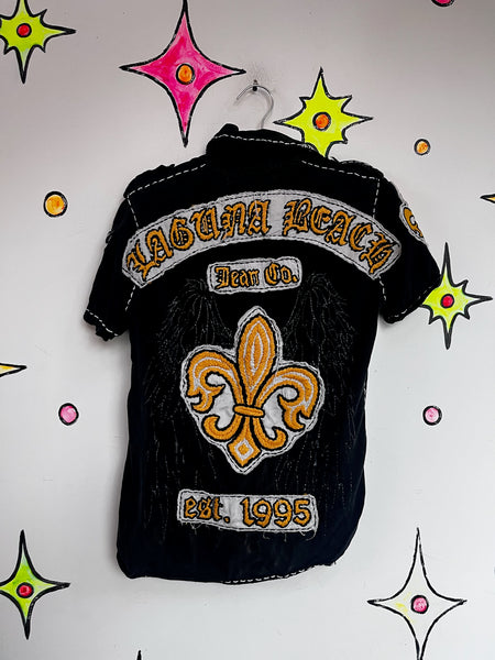 Y2K Laguna Beach Distressed Tee | Affliction Style Goth Grunge Tattoo Shirt | S