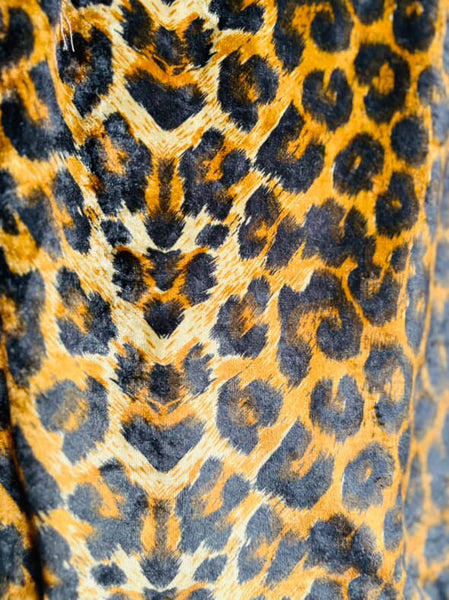 Vintage 80s Leopard Velvet Mini Skirt - Handmade Glam Punk Grunge Goth - 5/6