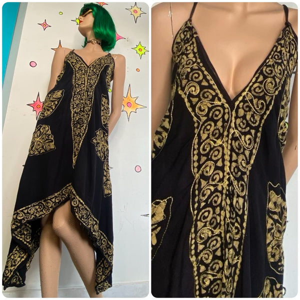 Whimsigoth Asymmetric Dress Boho Fairy Grunge Gauzy Maxi Size S/M