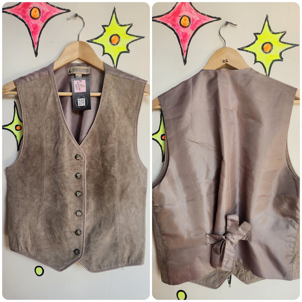 Vintage 90s | Suede Leather Vest Grunge Western | M