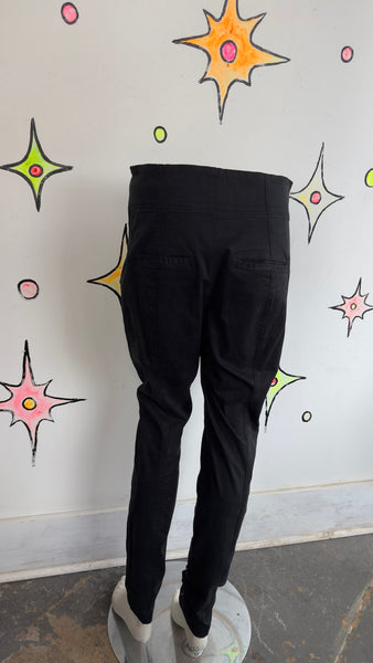 Black Lace Up Pants Western Goth Statement High Rise Sexy Rocker Trousers Sz 10