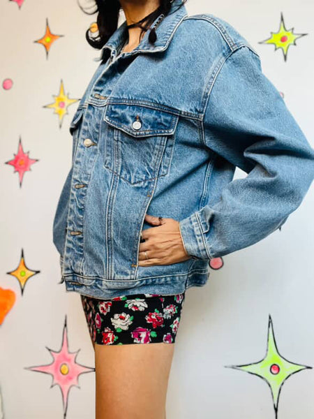 Vintage 90s Light Wash Blue Denim Jacket – Grunge Boho Soft Worn-In Style – M