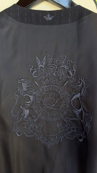 Y2K Tattoo Print Pinstripe Vest Goth Dark Academia Indie Sleaze Button Up – S