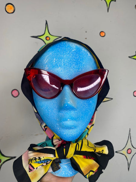 Vintage Merle Norman Makeup Print Pop Art Scarf Retro Novelty Print