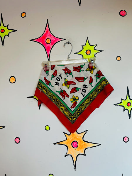 Vintage 80s 90s Chili Pepper Print Bandana – USA Made – Hot Peppers Spice Lover