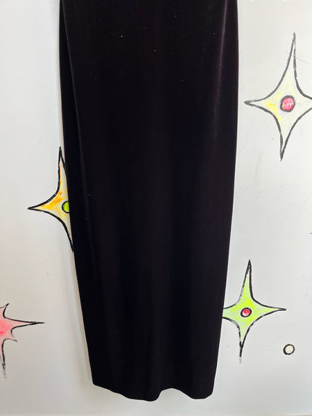 Vintage 90s Plum Velvet Maxi Dress w Glitter – Fairy Grunge Goth Y2K Gown M