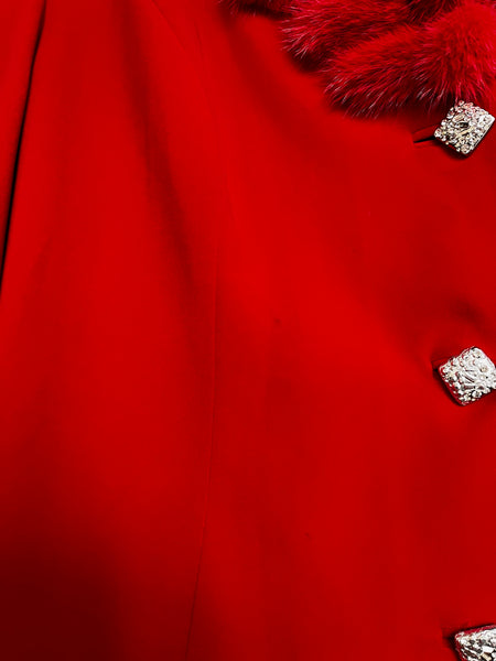 Vintage 80s Cherry Red Christmas Holiday Party Blazer – Glam Feather Trim XL+