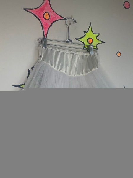 Y2K White Tulle Crinoline Tutu Cupcake Skirt Lolita Balletcore Steampunk S