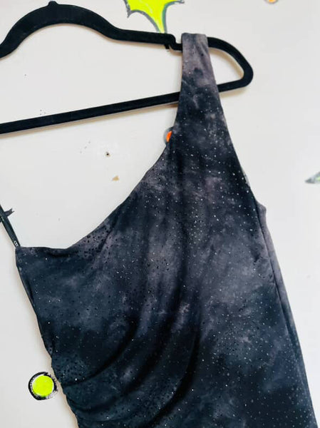90s Y2K Glitter One-Shoulder Fairy Goth Formal Slip Dress – City Triangles S