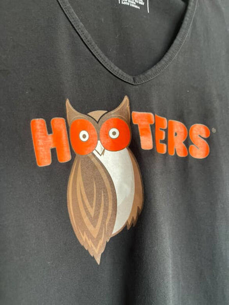 Vintage Black Hooters Long Sleeve Tee ' Waitress Cosplay Uniform Graphic Shirt XS