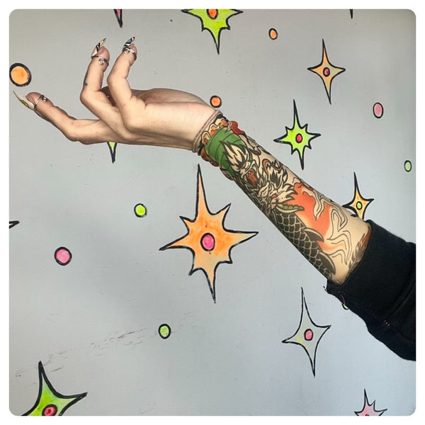 Edgy Mesh Tattoo Sleeve Arm Warmer Cyber Punk Grunge Cosplay