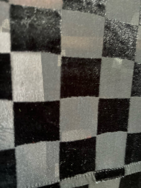 Vintage 90s | Sheer Black Checkered Velvet Burnout Goth Shirt Dress | Size L