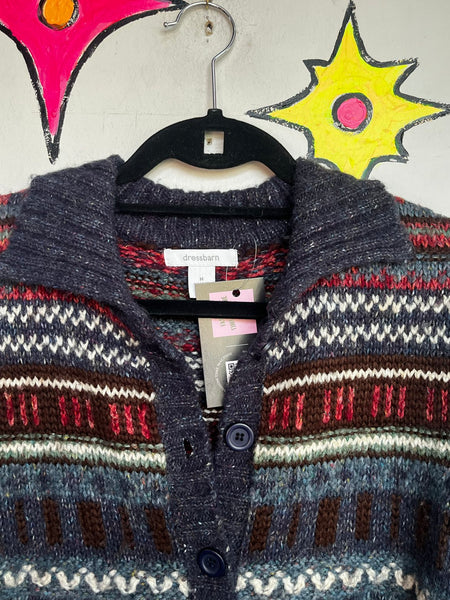 Vintage 90s Chunky Knit Sweater Dressbarn Retro Cozy Grunge Oversized Cardigan M