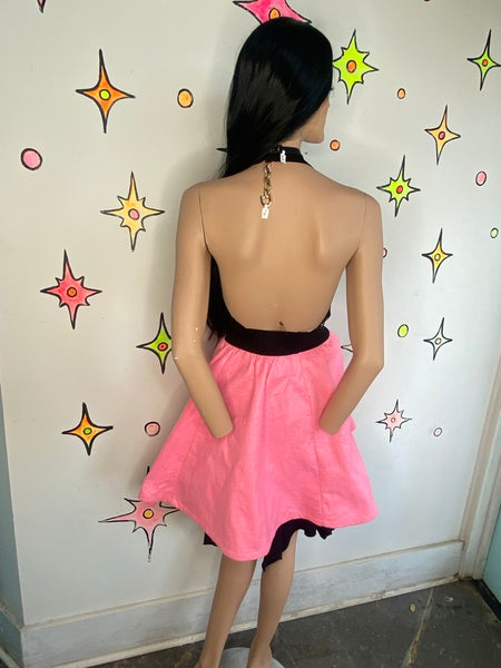 50s Style Pink & Black Poodle Skirt | Rockabilly Pinup Retro Costume Skirt S