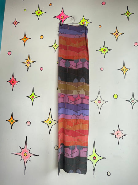 Purple & Red Silk Long Scarf | Fairy Grunge Western Gypsy 56" x 14"
