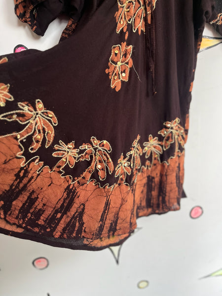 Y2K Piratecore Gauzy Cotton & Lace Mini Dress Embellished Boho Fairy Grunge L