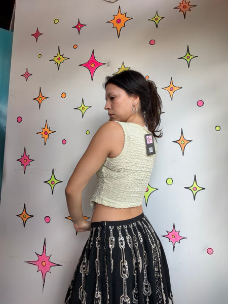 Vintage Cotton Whimsy Goth Circle Skirt Beaded Twirl Skirt Boho Fairy Grunge M