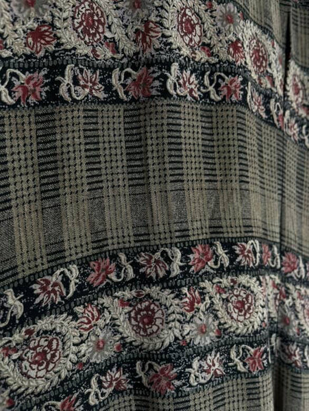 Vintage 90s Witchy Boho Fairy Grunge Maxi Dress | Plaid Floral Slit Dress Sz 8