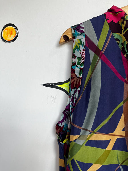 Vintage Johnny Was Silk Patchwork Midi Dress - Boho Fairy Grunge Artwear - M
