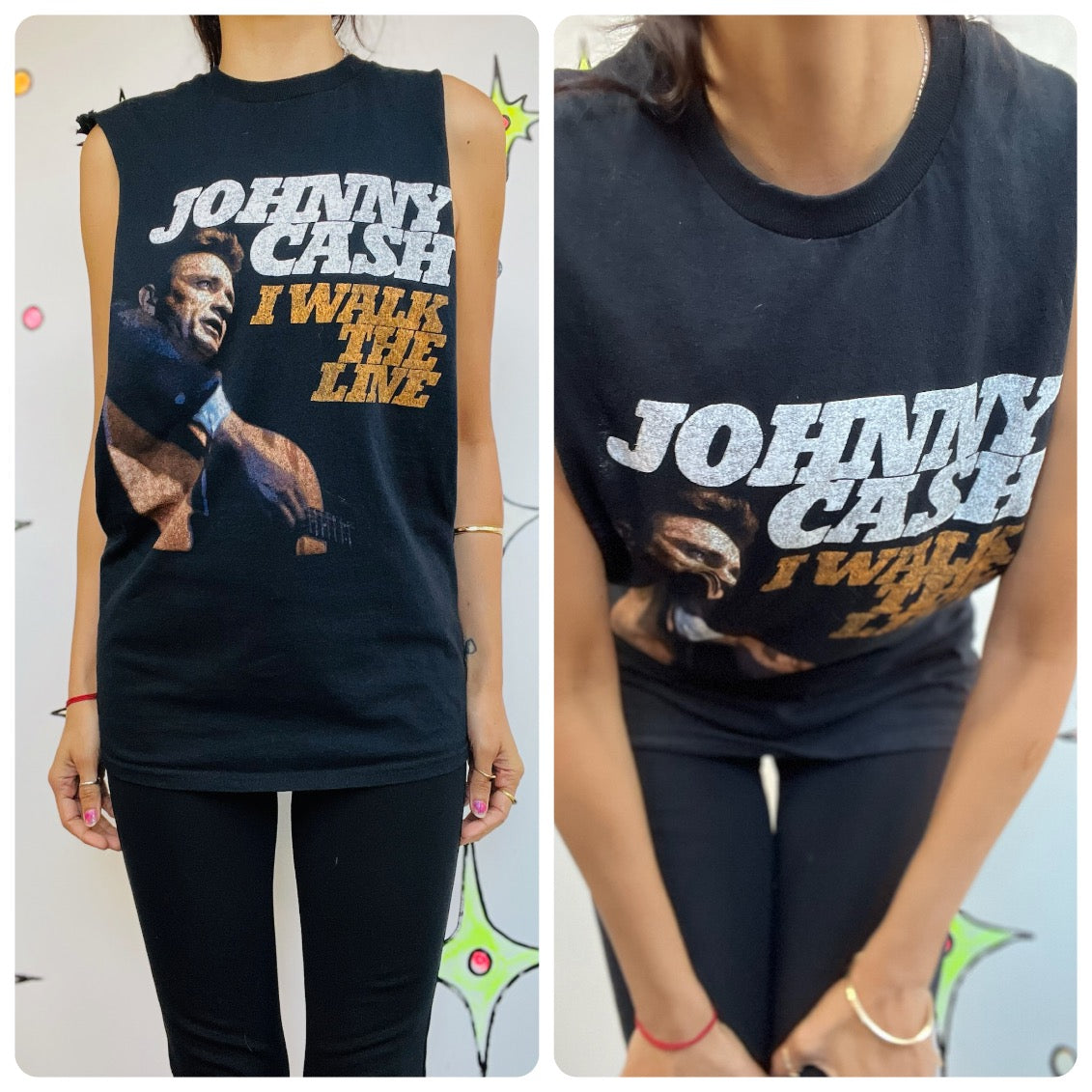 Vintage Johnny Cash Walk The Line Concert Tee | Boho Grunge Band T Shirt | S/M