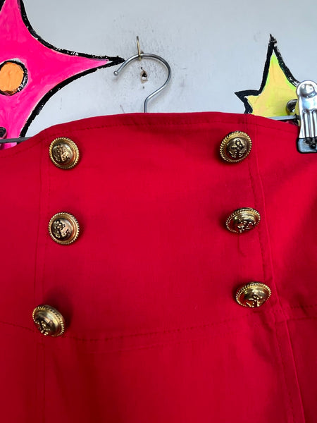 Y2K Red Pencil Skirt | Stretch Sailor Pin Up Secretary Office Siren Midi S