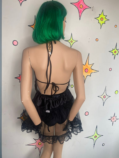 Black Tulle Mini Skirt Crinoline Goth Victorian Balletcore Tutu Skirt M