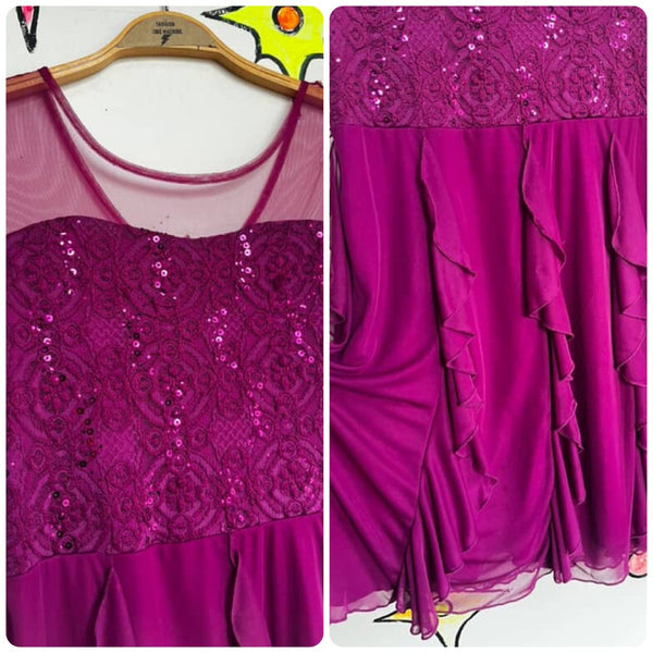 Vintage Y2K Raspberry Glitter Lace Babydoll Dress Fairy Grunge Coquette | Small