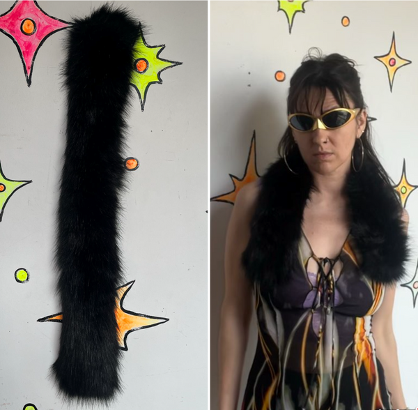 Vegan Fur Stole Old Hollywood Glam Faux Fur Mob Wife Vintage Glamour Shrug
