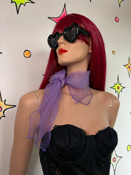 Vintage 50s 60s Purple Ombre Chiffon Neck Scarf Retro Kawaii Old Hollywood