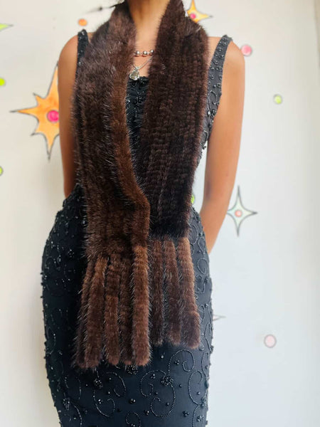 Vintage Hollywood Glam Mob Wife Mink Fur Scarf – 1950s Starlet Style