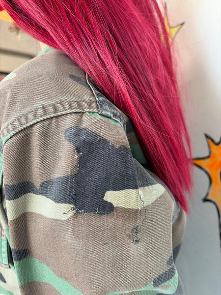 Military Camo Oversized Utility Field Jacket Gorpcore Wasteland Outerwear | S