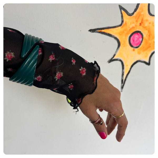 Vintage Lucite Art Deco Ripple Buch and Deichmann Cuff Bracelet