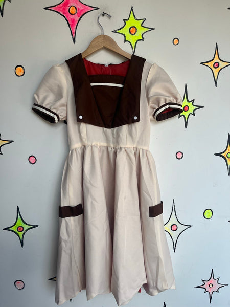 Vintage Sailor Schoolgirl Babydoll Dress Cottage Academia Cosplay Bow Belt S