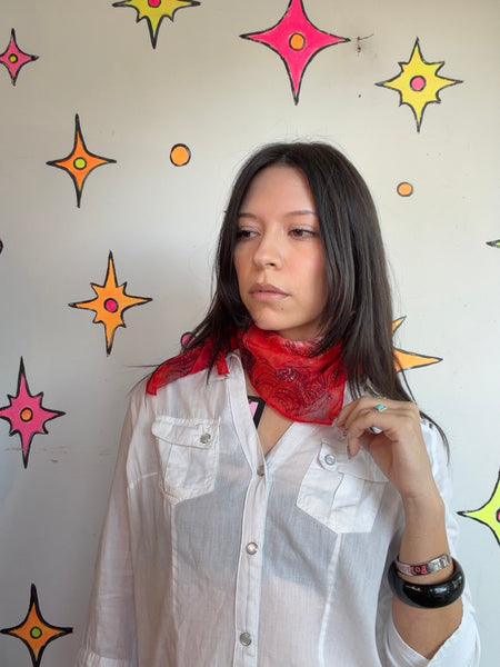 True Vintage 1950s Sheer Silk Art Deco Neck Scarf Mid-Century Accessory